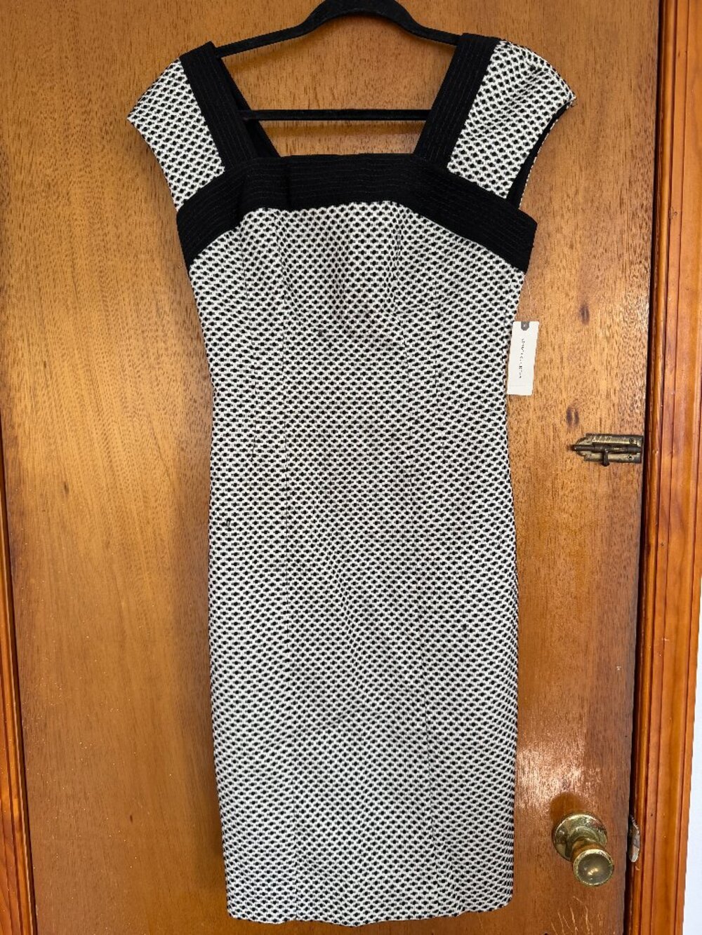 Anthropologie Black & White Textured Cap Sleeve Sheath Dress (NWT)